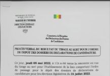 Tirage au sort de l'ordre de passage des dépôts de candidatures: YAW arrive avant AAR Sénégal et BBY