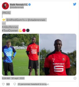 Rennes : les premières images d'Alfed Gomis à l'entraînement