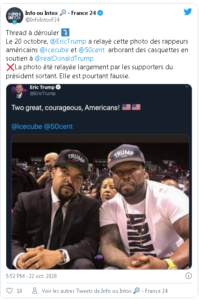 Ice Cube et 50 cent soutenant Donald Trump, l'intox tweetée par Eric Trump