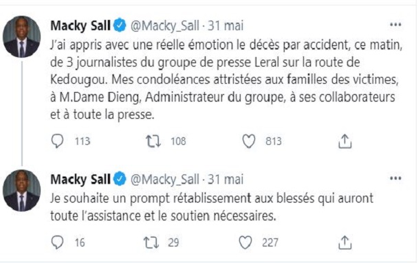 Le Groupe Leral touché par la Grande faucheuse : la solidarité du Président Macky Sall sur twitter